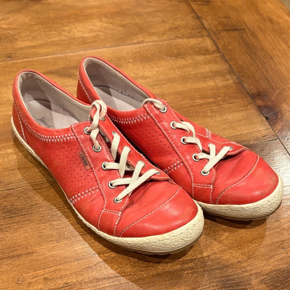 Josef Seibel Red Leather Sneakers